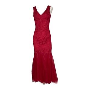 Cachet Red Sleeveless V-Neck Maxi Gown size 6 gently used.